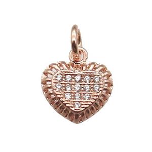 copper heart pendant paved zircon, rose gold, approx 9mm