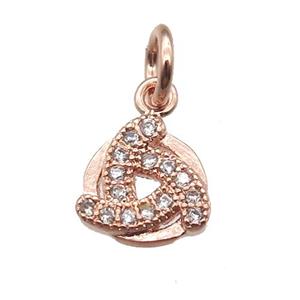 copper windmill pendant paved zircon, rose gold, approx 8mm
