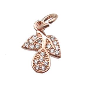 copper leaf pendant paved zircon, rose gold, approx 7-10mm