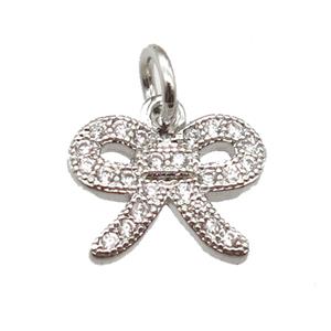 copper knot pendant paved zircon, platinum plated, approx 9-11mm