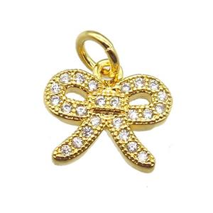 copper knot pendant paved zircon, gold plated, approx 9-11mm