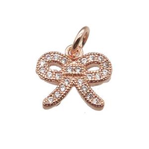 copper knot pendant paved zircon, rose gold, approx 9-11mm