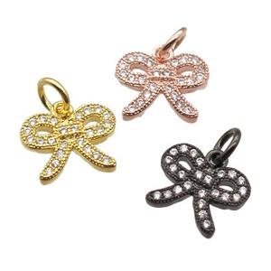 copper knot pendant paved zircon, mixed color, approx 9-11mm
