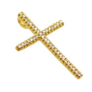 copper cross pendant paved zircon, gold plated, approx 18-28mm