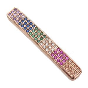 copper tube beads paved zircon, rose gold, approx 5-35mm