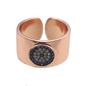 copper ring paved zircon, rose gold, approx 18mm dia