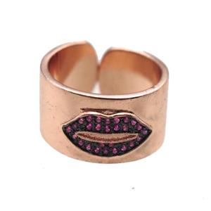 copper ring paved zircon, rose gold, approx 18mm dia