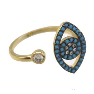 copper ring paved zircon, gold plated, approx 20mm dia