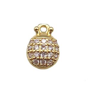 copper beetle pendant paved zircon, gold plated, approx 7-10mm