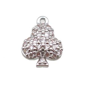 copper tree pendant paved zircon, platinum plated, approx 8-11mm