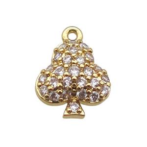 copper tree pendant paved zircon, gold plated, approx 8-11mm