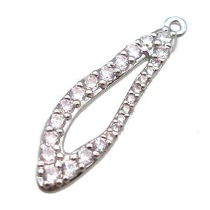copper pendant paved zircon, platinum plated, approx 8-15mm