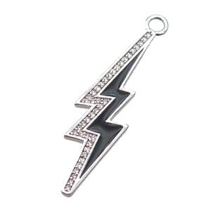 copper lightning pendant paved zircon, enameling, platinum plated, approx 11-38mm