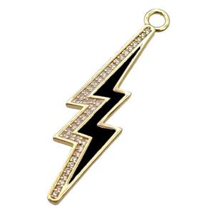 copper lightning pendant paved zircon, enameling, gold plated, approx 11-38mm