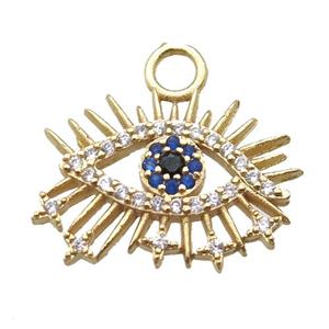 copper eye pendant paved zircon, gold plated, approx 14-20mm