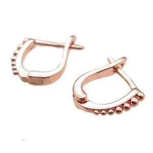 copper Latchback Earrings, rose gold, approx 10-12mm