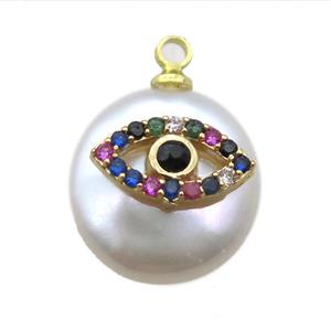 natural pearl pendant paved zircon, approx 14mm dia