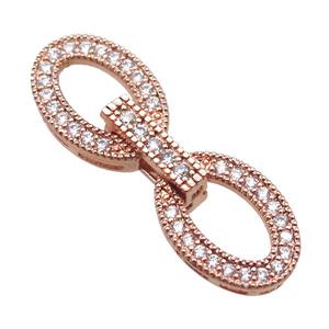 copper connector clasp paved zircon, oval, rose gold, approx 9-29mm