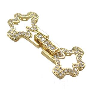 copper connector clasp paved zircon, gold plated, approx 14-32mm