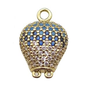 copper balloon pendant paved zircon, gold plated, approx 12mm