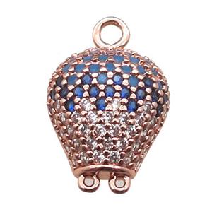 copper balloon pendant paved zircon, rose gold, approx 12mm