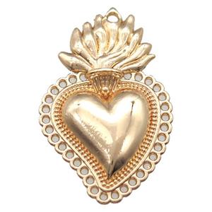 unfading copper heart pendant, lt.gold plated, approx 18-30mm