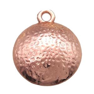 hammered copper circle pendant, rose gold, approx 18mm dia