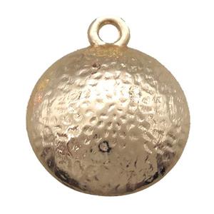 hammered copper circle pendant, lt.gold plated, approx 18mm dia