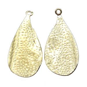 hammered copper leaf pendant, gold plated, approx 18-35mm