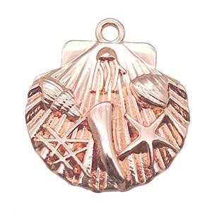 copper pendant, shelled, rose gold, approx 25mm