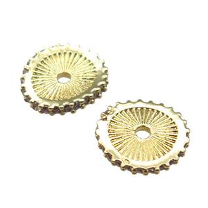 copper beads spacer paved zircon, circle, gold plated, approx 9-10mm