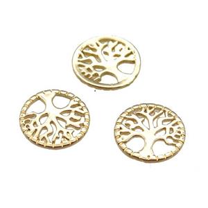 copper connector, tree of life, gold plated, approx 10mm dia