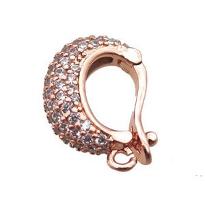 copper pendant bail paved zircon, rose gold, approx 12-17mm