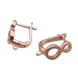 copper Latchback Earrings, infinity, rose gold, approx 13-16mm