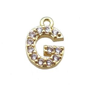 copper letter-G pendant paved zircon, gold plated, approx 5-8mm