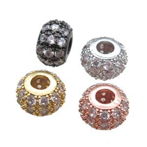 copper beads paved zircon, rondelle, mixed color, approx 6x10mm