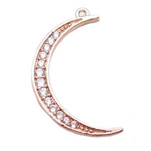 copper moon pendant paved zircon, rose gold, approx 14-20mm