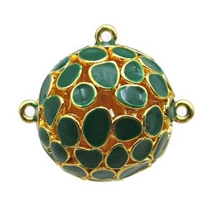 copper pendant bail, green Enameling, gold plated, approx 20mm dia