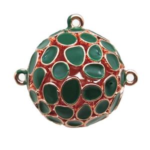 copper pendant bail, green Enameling, rose gold, approx 20mm dia