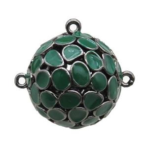 copper pendant bail, green Enameling, black plated, approx 20mm dia