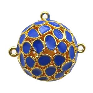 copper pendant bail, blue Enameling, gold plated, approx 20mm dia
