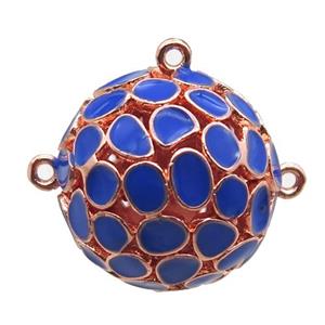 copper pendant bail, blue Enameling, rose gold, approx 20mm dia