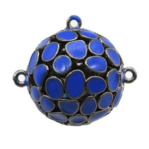 copper pendant bail, blue Enameling, black plated, approx 20mm dia