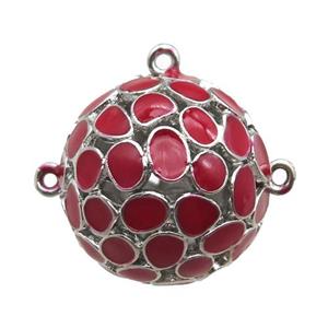 copper pendant bail, red Enameling, platinum plated, approx 20mm dia