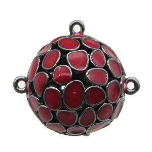 copper pendant bail, red Enameling, black plated, approx 20mm dia