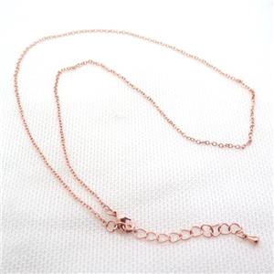 copper Necklace Chain, rose gold, approx 1.5mm, 42-48cm length