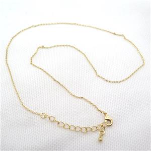 copper Necklace Chain, gold plated, approx 1.2mm dia, 42-48cm length