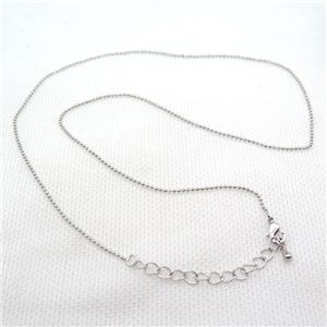 copper Necklace Chain, platinum plated, approx 1.2mm dia, 42-48cm length
