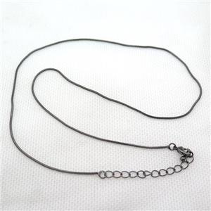 copper Necklace Chain, black plated, approx 1mm dia, 42-48cm length