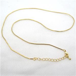 copper Necklace Chain, gold plated, approx 1x1mm, 42-48cm length
